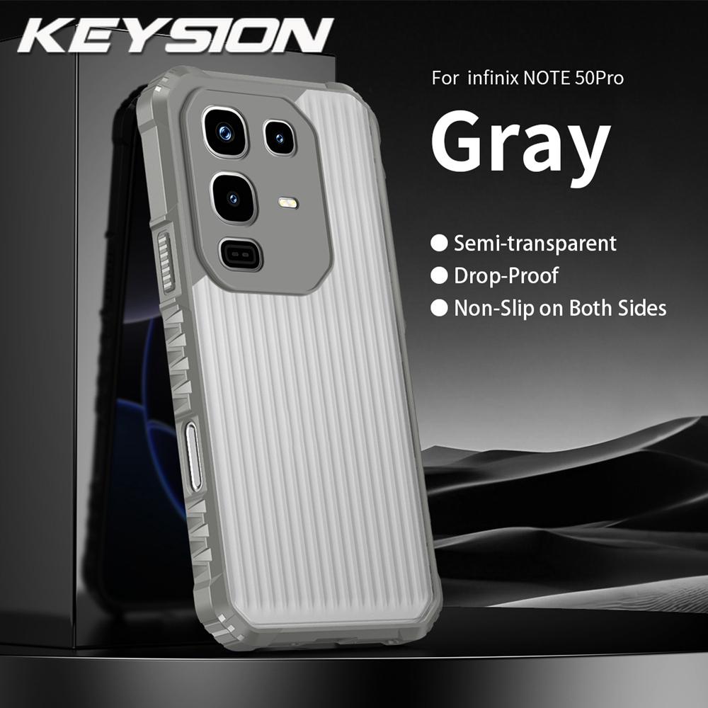 KEYSION Heavy Duty Shockproof Phone Case for Infinix Note 50 Pro 4G Silicone+PC Translucent Matte Cover for Infinix Note 50 4G