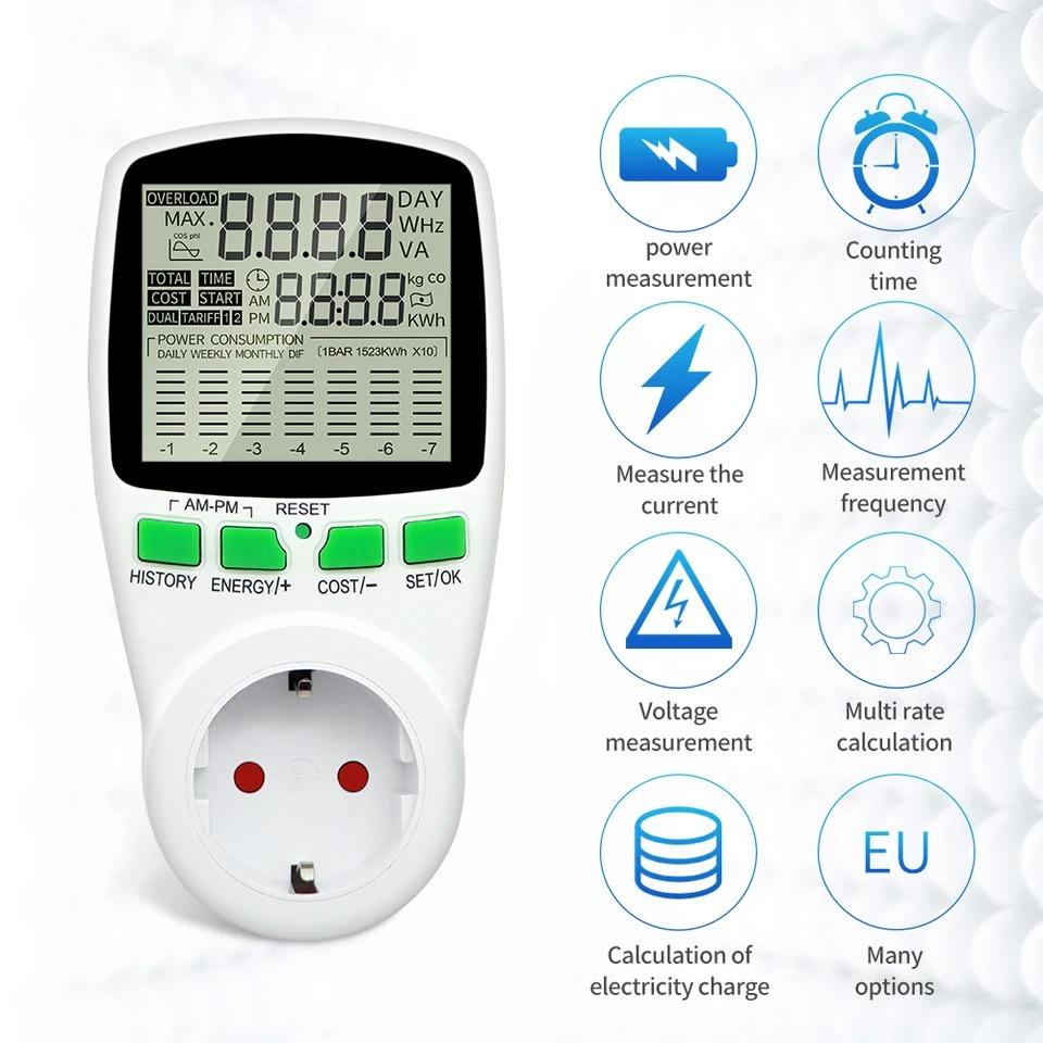 Electronic Energy Meter Measuring Outlet Socket Digital Wattmeter Power Voltage Wattmeter Power