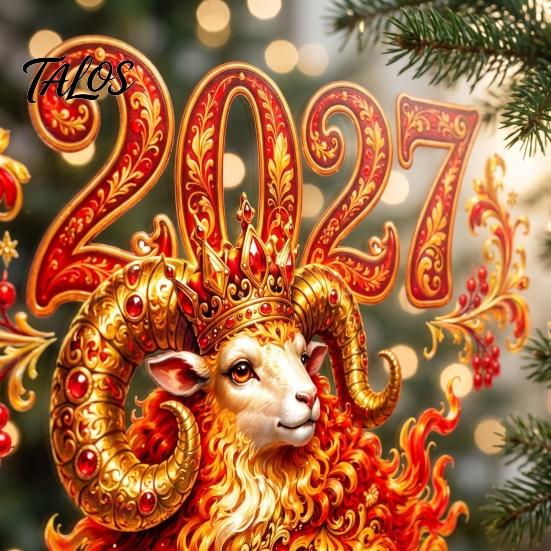 Holiday Window Display Supplies 2027 Red Golden Sheep Cling, Electrostatic Glass Sticker with Cornucopia, PVC Waterproof Easy Install Clings Decal for