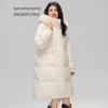 SNOWFLYING Women's Long Hooded Duck Down Jacket with Faux Fur Collar