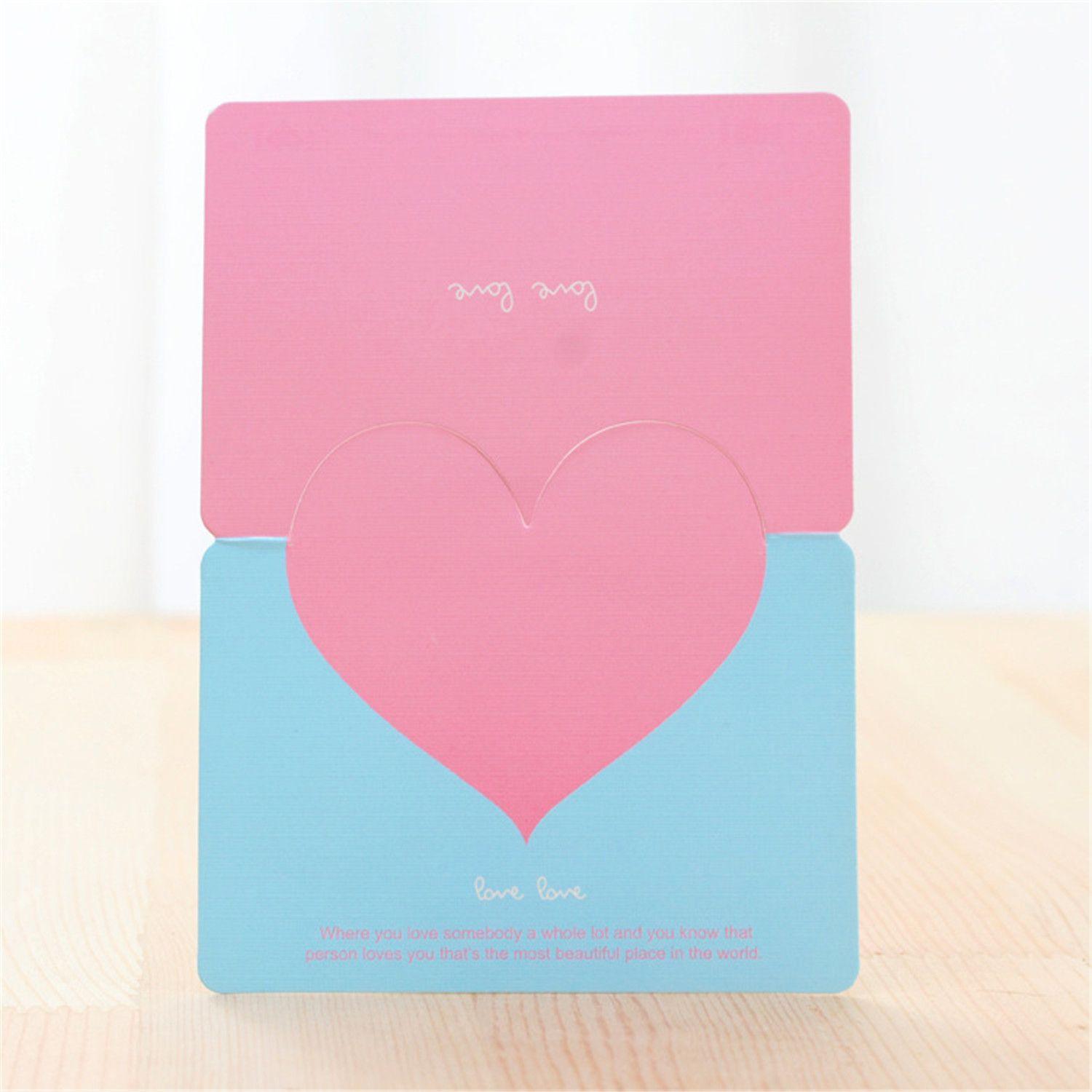 Romantic Heart Wedding Paper Greeting Card Love Wishing Card Thank You Card синий