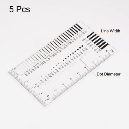 uxcell 5pcs High-Precision SEC Size Estimation Chart, 8x5.5cm, 0.2mm, Transparency Defect Detection Film Ruler for Measuring Diameter and Line Width D