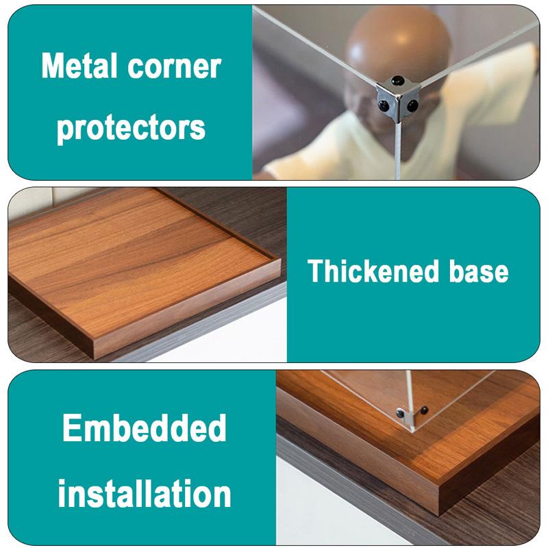 Wooden Bottom Storage Box Window Acrylic Toy Gundam Building Block Box Glue-Free Dust Cover