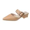 Belt Buckle Half Slippers Women's Outer Wear 2025 Summer New Korean Version Pointed Thick Heel Bag Head Slippers Women