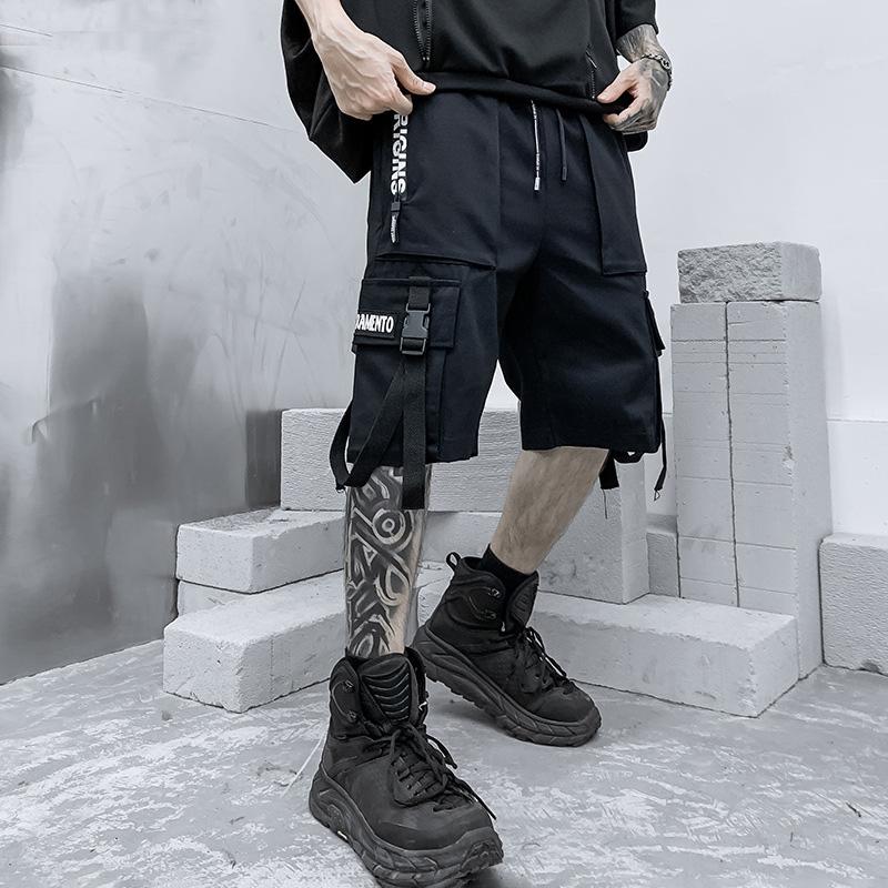 Pantaloni Scurți de Vară Bărbați Streetwear Casual Pantaloni Cargo Bărbați Hip Hop Punk Îmbrăcăminte Masculină