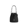 Bucket 13 Drawstring Closure Cowhide Bucket Bag Hand-held Shoulder Crossbody Bag Mini Women's Silver and Black
