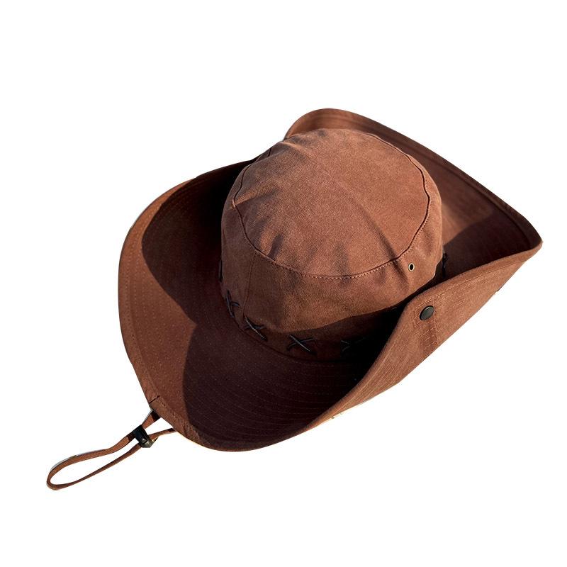 Outdoor Hiking Hat Women'S Summer Sun Hat Big Eaves Sun Protection Bucket Hat Hiking Camping Shade Western Cowboy Hat Men