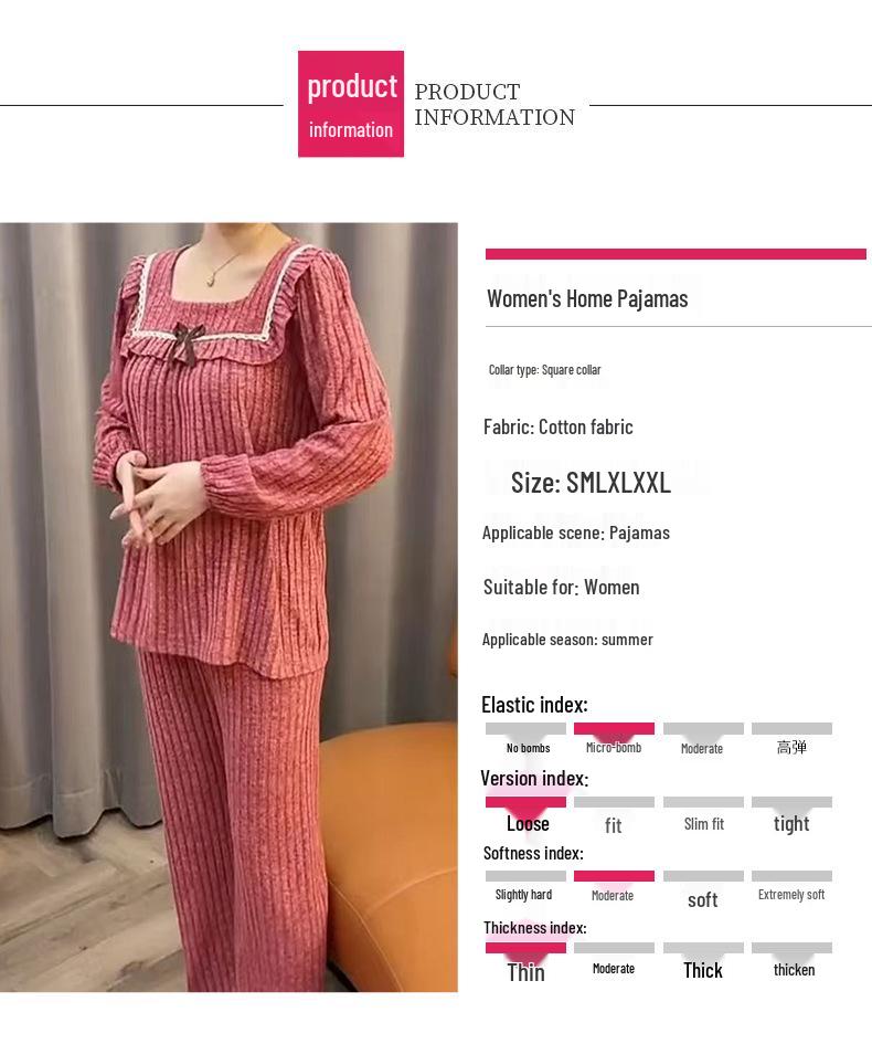 Cord Samt Quadratischer Ausschnitt Lockerer Pyjama Set - Damen Herbst/Winter Homewear