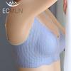 Gathered Bubble Cotton Lace Bra Underwear Without Steel Ring Soft Support Anti-sagging Sports Breathable and Comfortable Bra