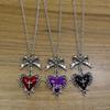 Gothic Punk Thorns Heart & Cross Bow Necklace - Retro Clavicle Chain, Ins Style