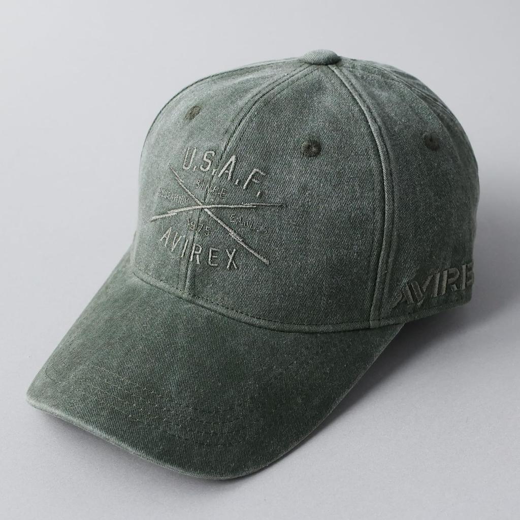 AVIREX Military 6-Panel Low Cap Pigment Cap Baseball Cap Hat Men's USAF Khaki