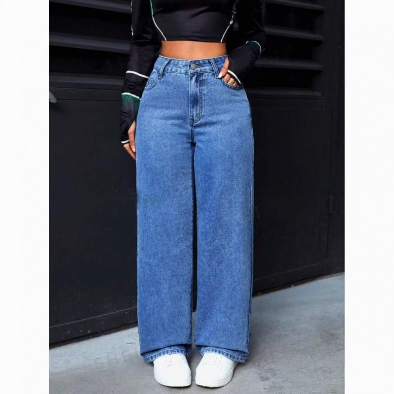 High-Waisted Straight Leg Wide Fit Womens Denim Jeans Casual Chic Style 2026 Cotton Blend