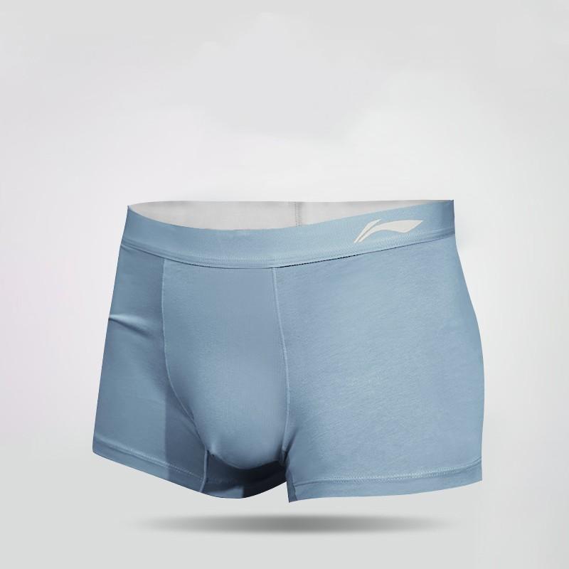 Li-Ning Breathable Mid-Rise Solid Color Running Fitness Sports Underwear Men underwear Blue YUAU023-4