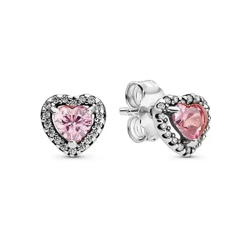 925 Sterling Silver Various Colors Classic Shiny Heart-shaped Earrings Exquisite Light Luxury Charm Jewelry 2025