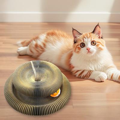 Cats Accordion Scratcher Magnetic Accordion Cat Scratching Board with Bell Ball Interactive Foldable Funny Scratcher for Cats Mental Physical Exercise