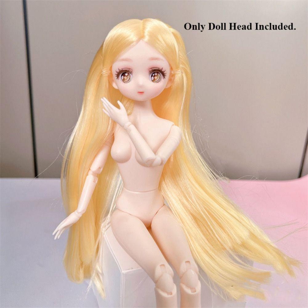 High Quality With Gold Brown Hair Doll Head 10 Styles Plastic Black Long Hair DIY Head Wear 1/6 BJD Doll/30cm Doll