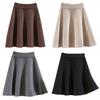 Spódnica skater jednolita kolorystyka wysoki stan damska spódnica A-line duży dół jesień zima spódniczka mini do noszenia na co dzień