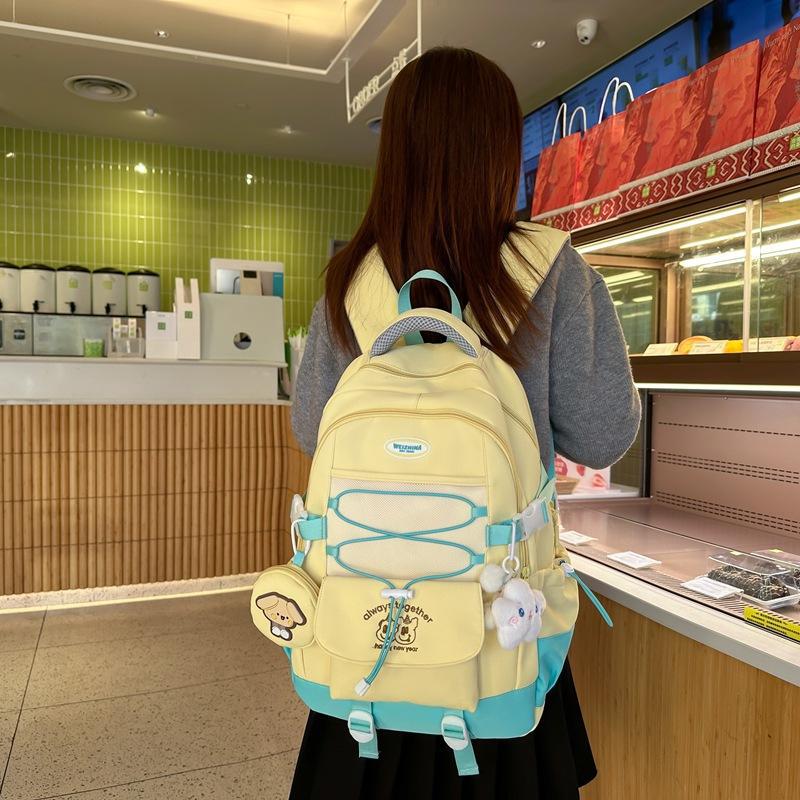 Schoolbag contrasting color simple schoolbag women's 1011 new Korean version ins high-quality backpack for primary and secondary school students