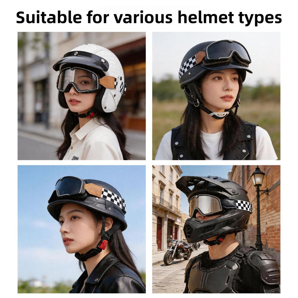 Vintage-Schutzbrille Harley-Motorradbrille Winddicht Sand Lokomotive Geländefahrt Halbschalenhelm 3/4 Helm Brille