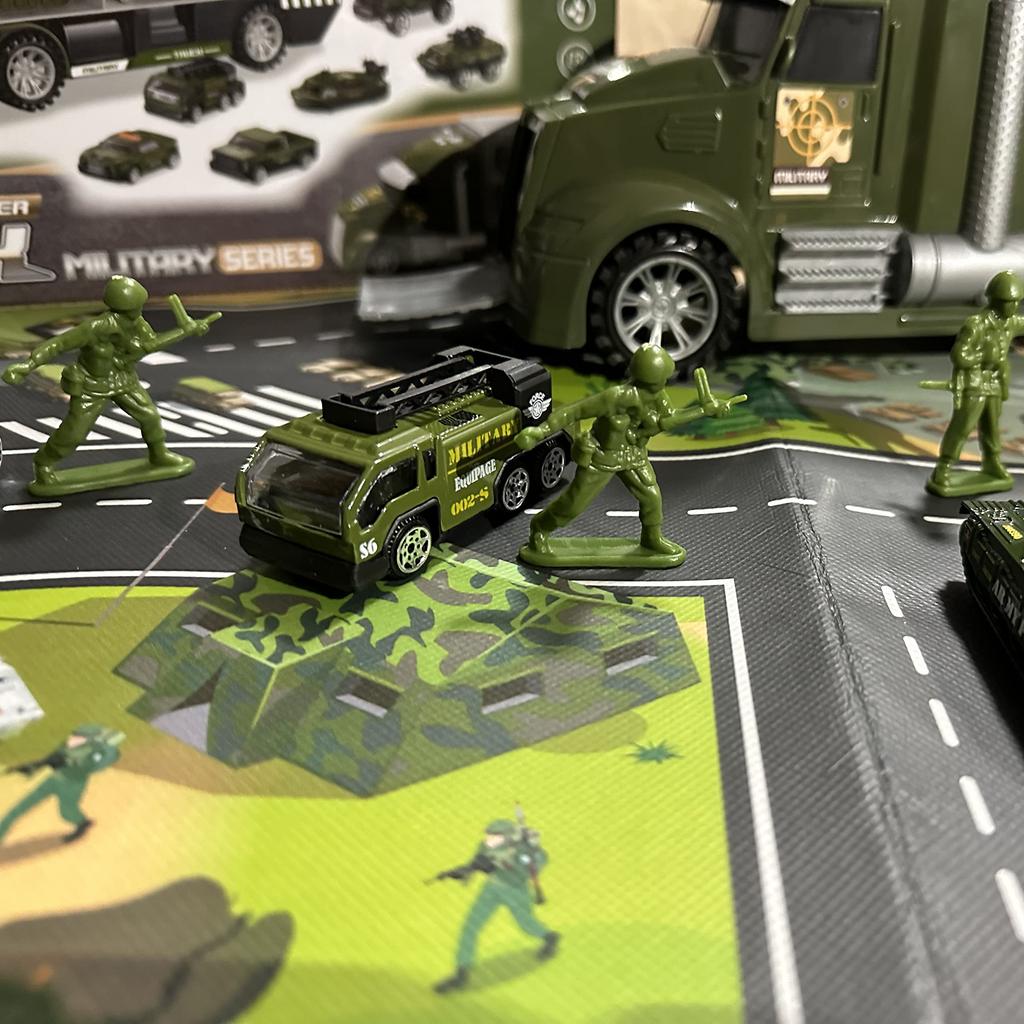Carecoly Truck Military Vehicle Miniature Car Large Storage Alloy Miniature Toy Vehicle with Military Work Carrying Boys and Birthday 6 and Set, Set,