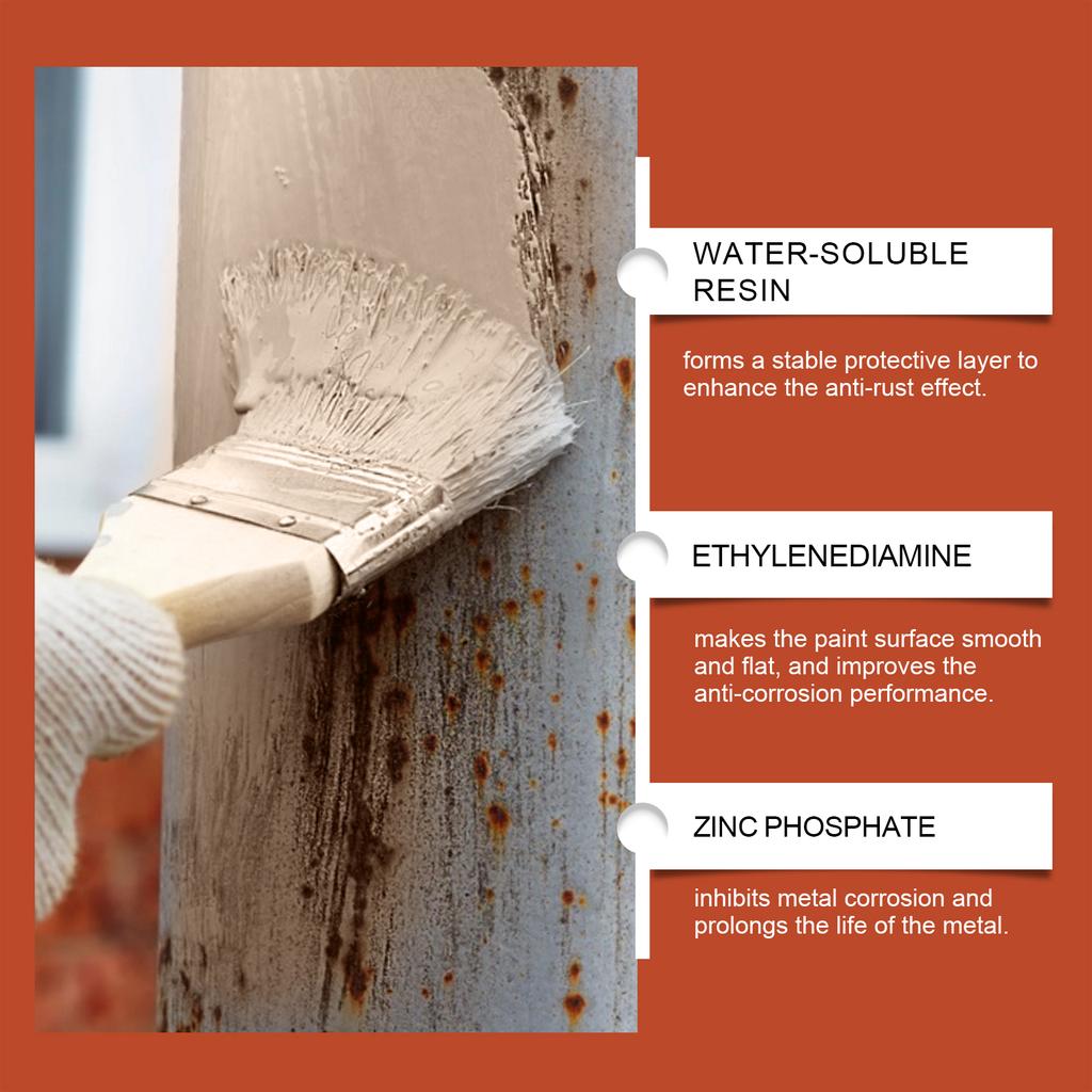 Paint Rust Inhibitor with Brush Rust Remover Derusting Agent Rust Renovator Anti-corrosion Metal Iron Powder Cleaning Car Care
