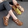 Fashion GKTINOO Wide Toed Flat Sandals 2025 Summer New Retro Genuine Leather Comfortable Soft Sole Versatile Women's Shoes