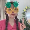 Pineapple Fruit Glasses Fruit Shape Eyeglasses Fiesta Tropical Pineapple Sunglasses,Hawaiian Luaus Party Eyeglasses