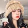 Hat Women's Autumn and Winter Versatile Cute Rabbit Fur Hat Big Head Circumference Shows Small Face 2025 Winter New Fluffy Lazy Hat