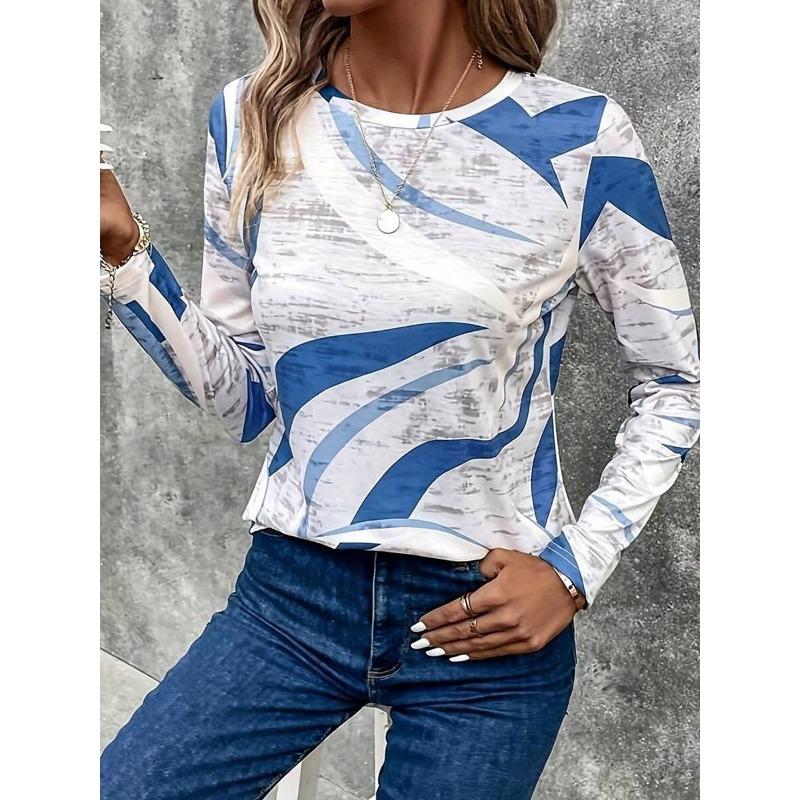 Damen T-Shirt Grafik Geometrisch Geometrie Vintage Stilvoll Klassisch Kurzarm Rundhals Rundhals Regulär Tops Täglicher Aufdruck Sommer Frühling