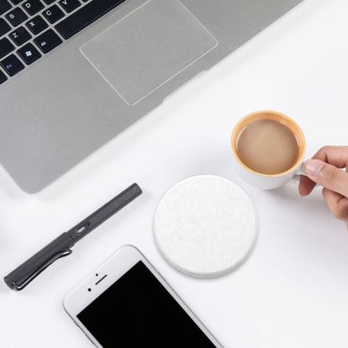 Diatomaceous Earth Coasters, Set of 2, Absorbent, Quick-Drying, Round, Kitchen Draining Tray (White)