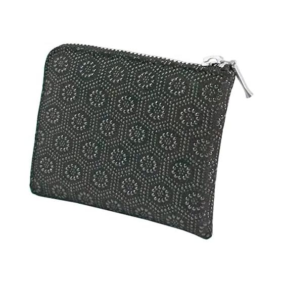 Inden-ya Inden Coin Case F-Coin Case 08 Deer Leather Black Base X Black Lacquer Tortoiseshell Pattern 1008-01-003