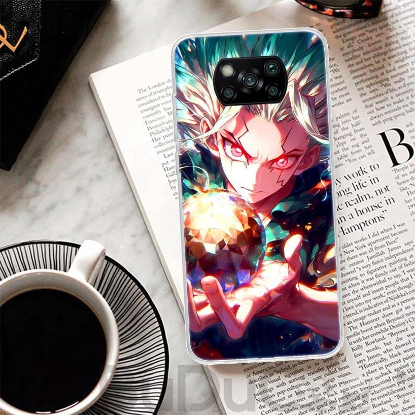 D-Dr Stone Anime Cover For Xiaomi Poco X7 X6 X5 Pro X3 Nfc F7 Ultra Phone Case F6 F5 X4 F4 Gt F3 M6 M5S M4 M3 Print Shell Poco X