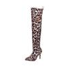 Women'S Boots Over The Knee Boots Autumn And Winter European And American Large Size Leopard Print Pointed Sexy High Heels Over The Knee Elastic Boots
