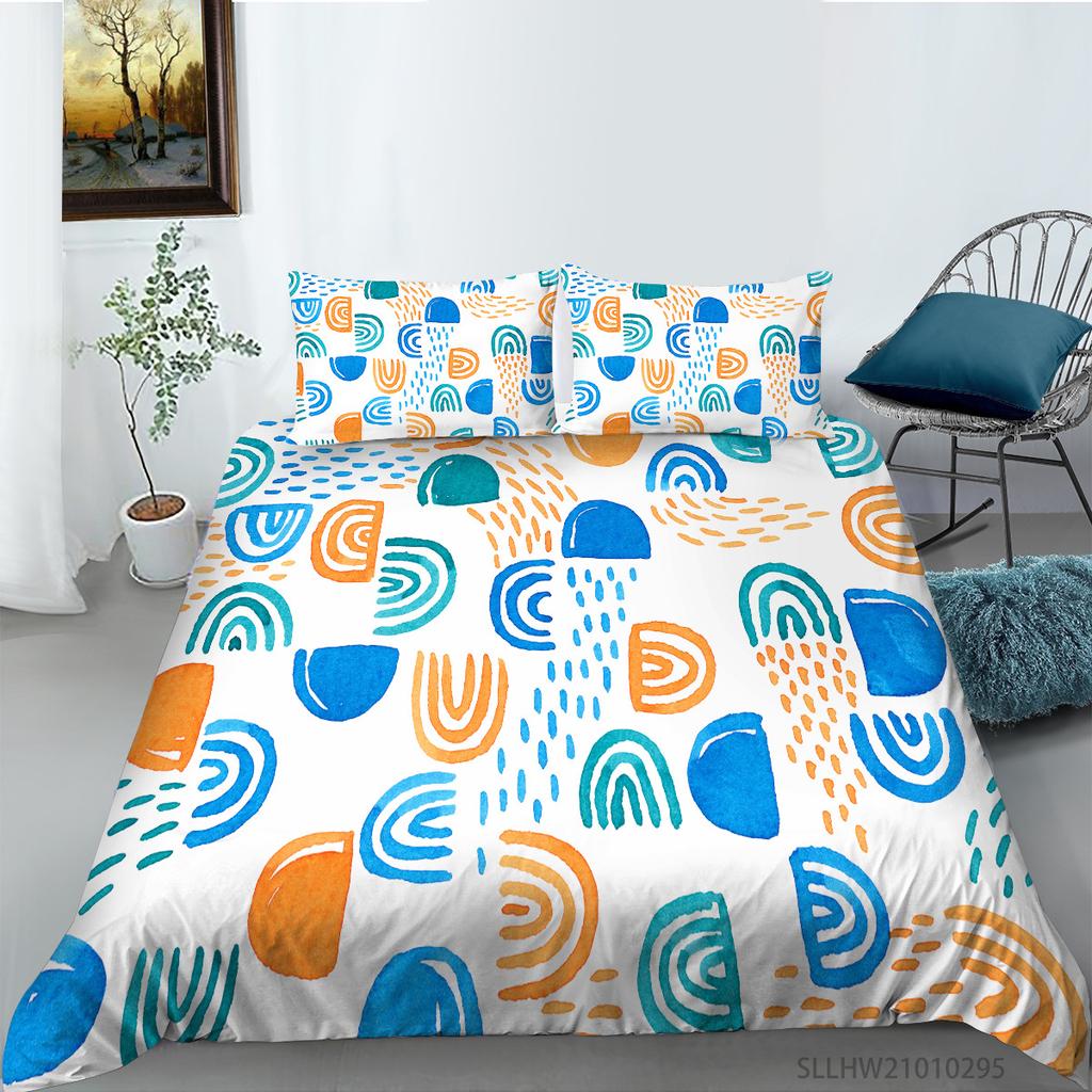 Abstract Geometric Pattern Digital Printing Quilt Cover Pillowcase Two Three Piece Set Polyester