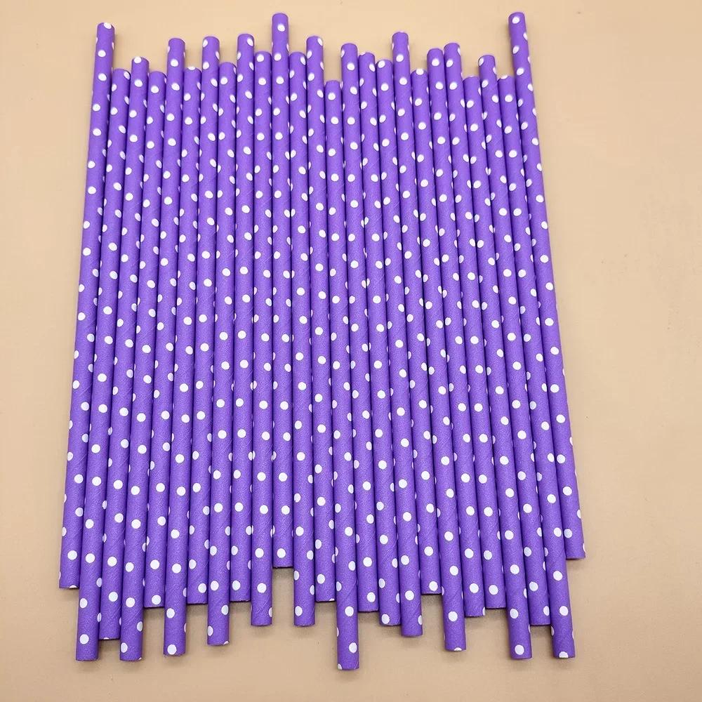 25 Pcs Straws Purple Disposable Eco-friendly Paper Birthday Party Drinks Biodegradable Wedding Decoration Event Party Supplies