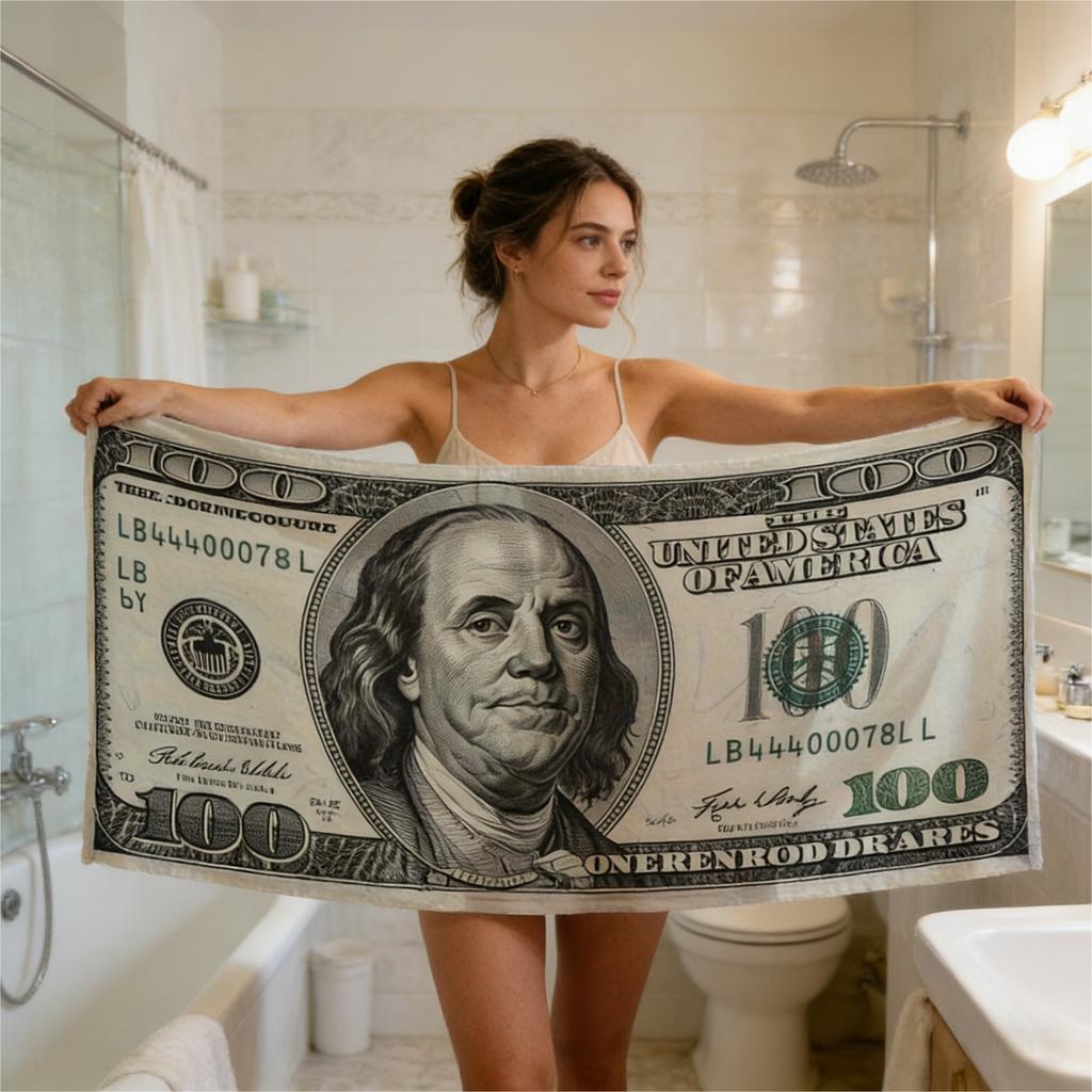 Asciugamano da Spiaggia con Stampa di Banconote Dollaro Divertente Asciugamano da Bagno a Tema Denaro Novità per Adulti Piscina Nuoto Viaggio