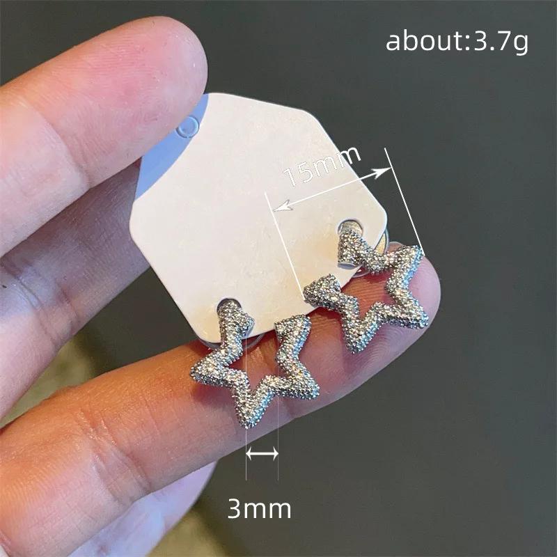 Luxus Ohrring für Damen Sterling Silber Öffnender Stern Funkelnder Zirkon Kleiner Ohrring für Damen Hochzeit Statement Schmuck