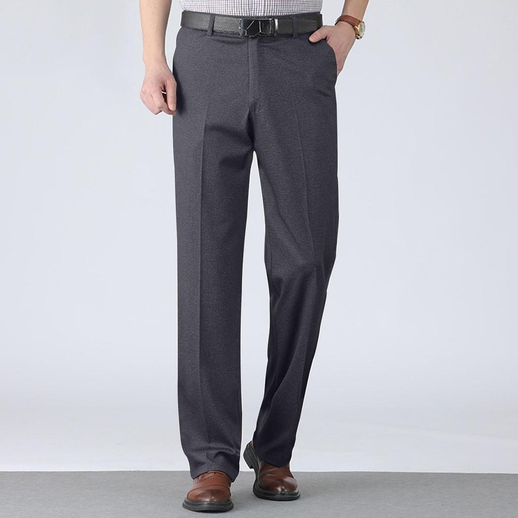 Herbst und Winter Dick Sommer Dünn Kleiderhosen Freizeithosen Hohe Taille Lange Hosen Herrenhosen Elastisch