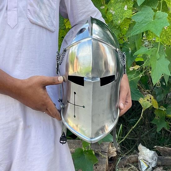 Barbute  Helmet  Knight Wearable Helmet, for Roleplaying Games, Steel Helmet with Lining and Chin Strap