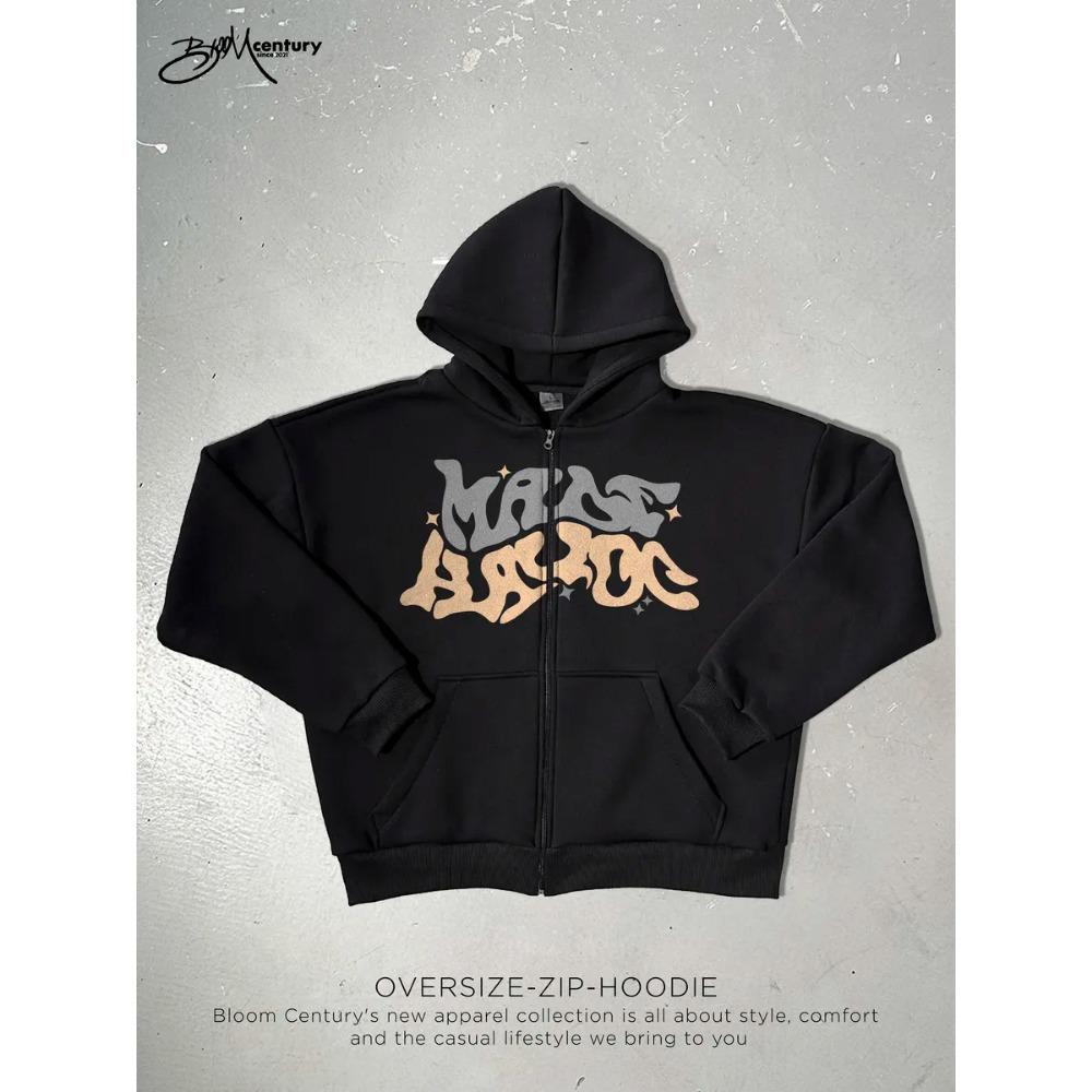 Men's Zipper Shirt Trendy Hip Hop Butterfly Printed Loose Casual Street Dress Cardigan