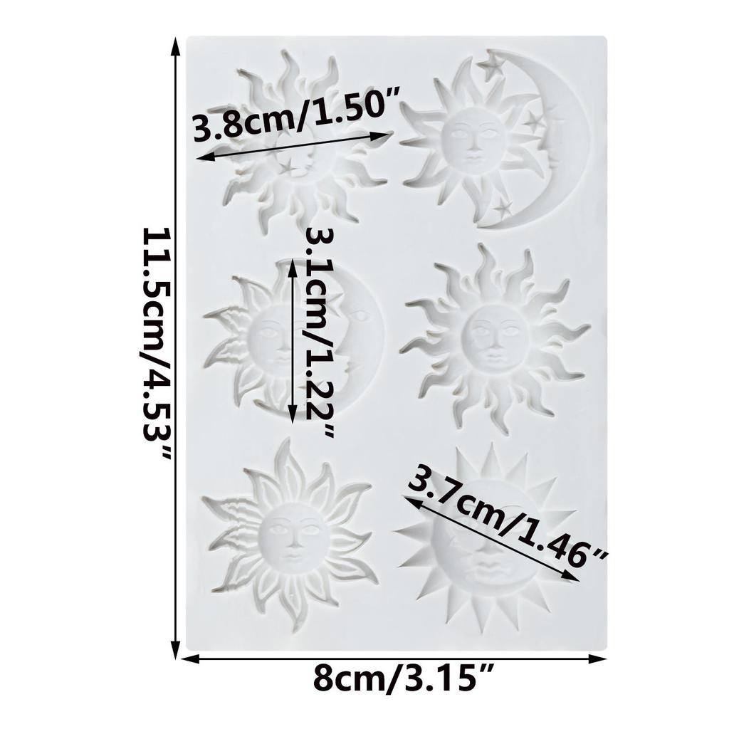 Sonne Mond Gesicht Stern Silikonform Altgriechische Mythologie Fondantformen Kuchen Dekorationswerkzeuge Cupcake Topper Süßigkeiten Harz Ton Schokolade Gumpaste Form