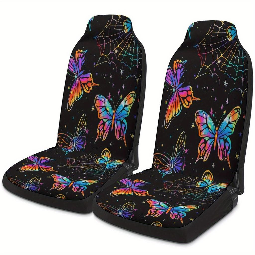 Butterfly For Galaxy Designed Car Seat Covers Set For Most Cars, Trendy Personalized Novelty Decorative Car Seat Protector Cover