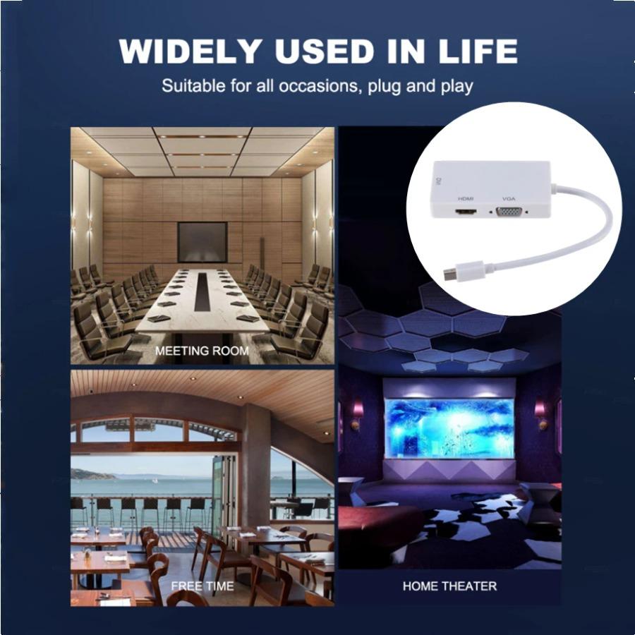 3 in 1 Mini Displayport DP Male to DVI HDMI VGA Audio Female Adapter Display Port Cable Converter For Computer Projector 4