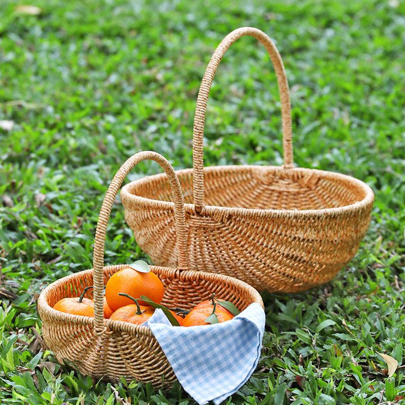 Rattan-Style Watermelon Basket for Shopping, Vegetables, Fruits, and Picnics