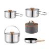 6 Pieces Camp Cookware Camping Mess Kit Portable Cooking Pot Pan Stainless Steel Frying