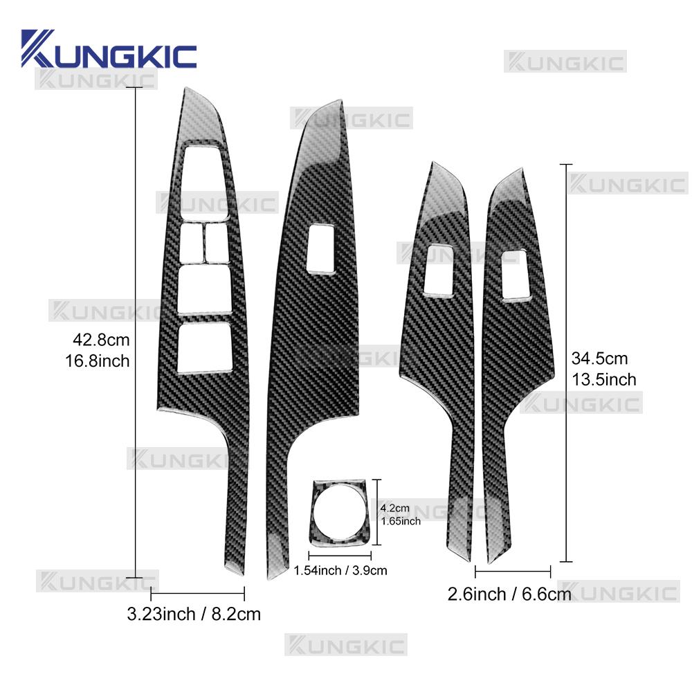 Real Soft Carbon Fiber Sticker For Hyundai Tucson TL/TLE J6 2015 2016 2017 2018 2019 2020 Car Window Lifting Panel Interior Trim