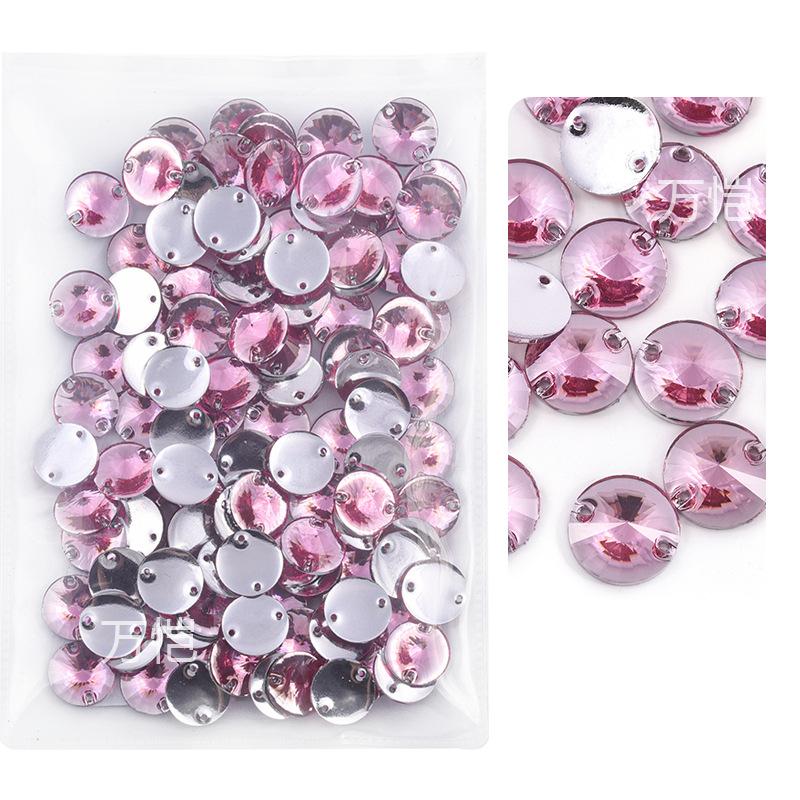 Resin Double Hole Flat Bottom Satellite Hand Seam Drill, Plated Bottom Tip Flat Buckle Diy Clothing Accessories Round Hand Seam Stone