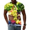 Summer Round Neck 3D Fun Fruit Pattern Print Top Fashionable Casual Short Sleeved Men's T-shirts