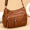 Fashionable Multi Zipper Crossbody Bag, Soft Vegan Leather Shoulder Bag, Women's Multi Pocket Handbag Wallet