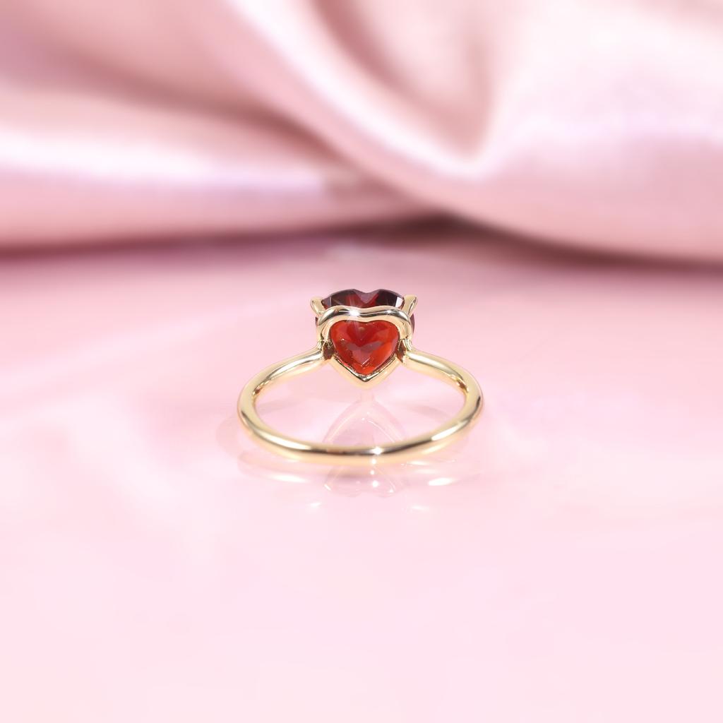 Love 2 Carat Gemstone Ring S925 Sterling Silver With Natural Garnet Topaz Heart Ring Wedding Ring